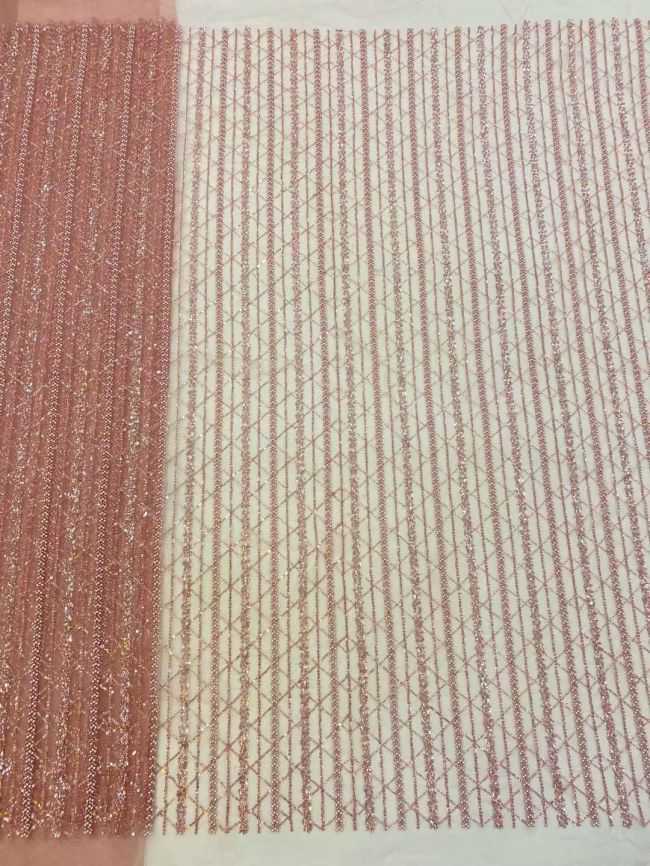 5 Yards Colored Tulle Sequins Pearls Beaded Embroidered Lace Fabric JJ065