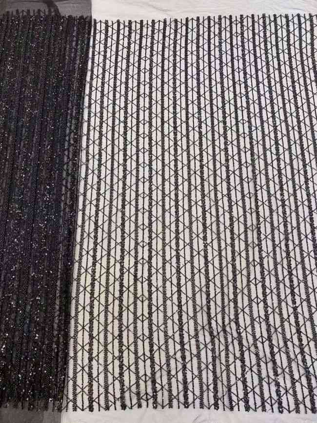 5 Yards Colored Tulle Sequins Pearls Beaded Embroidered Lace Fabric JJ065