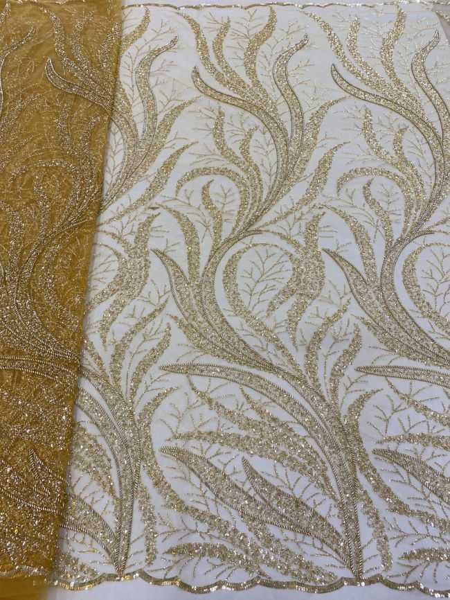 5 Yards Beaded Lace Fabric