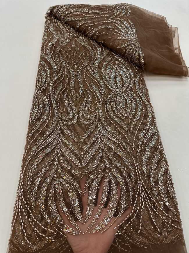 5 Yards Colored Tulle Sequined Beaded Embroidered Lace Fabric JJ058