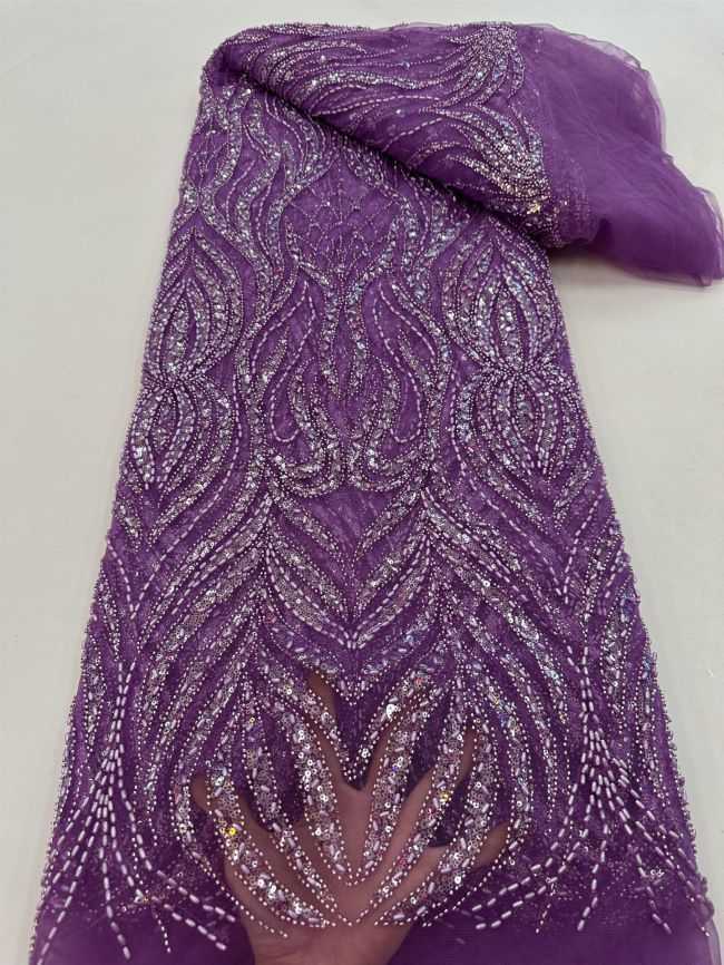 5 Yards Colored Tulle Sequined Beaded Embroidered Lace Fabric JJ058