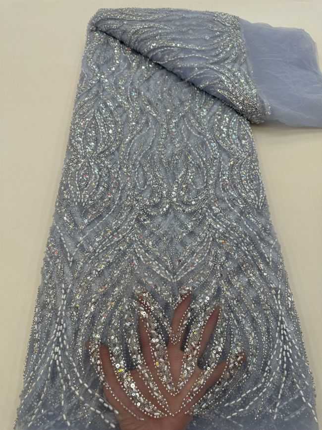 5 Yards Colored Tulle Sequined Beaded Embroidered Lace Fabric JJ058