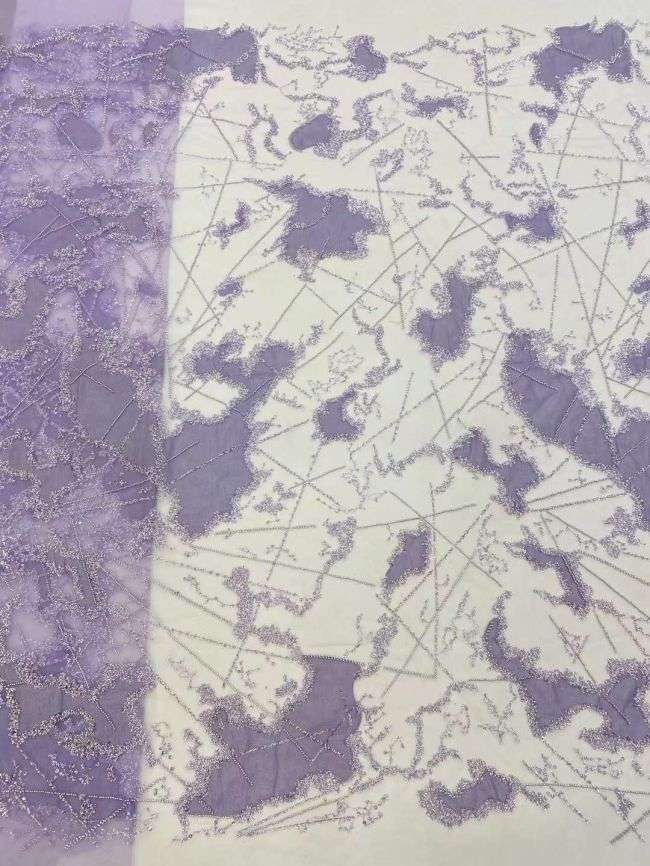 5 Yards Colored Tulle Sequins Pearls Beaded Embroidered Lace Fabric JJ076