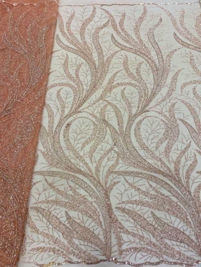 5 Yards Colored Tulle Sequins Pearls Beaded Embroidered Lace Fabric JJ075
