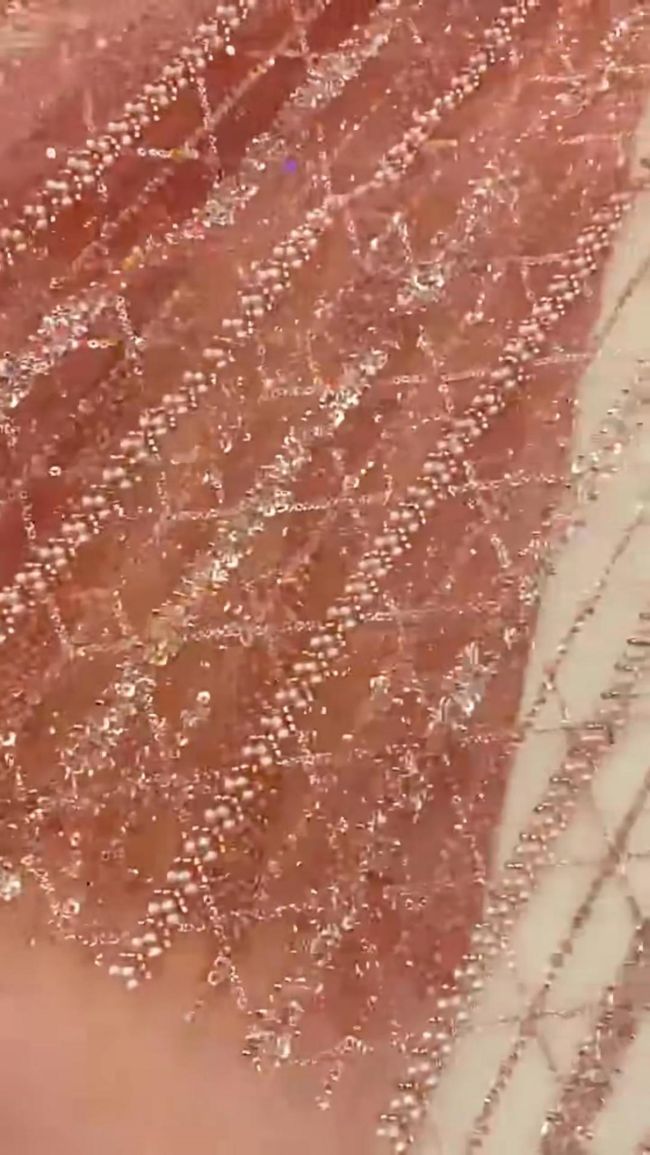5 Yards Colored Tulle Sequins Pearls Beaded Embroidered Lace Fabric JJ065