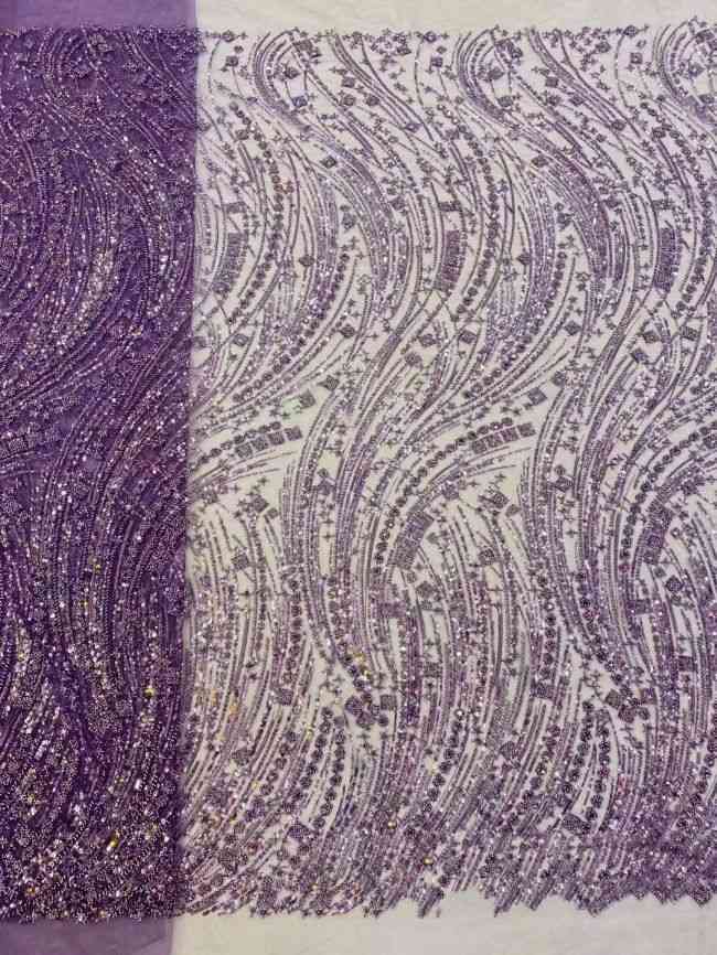 5 Yards Beaded Lace Fabric JX030