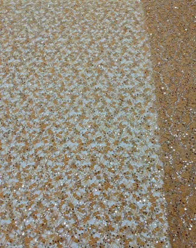 5 Yards Beaded Lace Fabric HL006