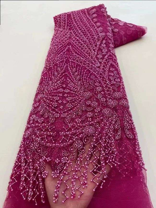 5 Yards Beaded Lace Fabric HL002