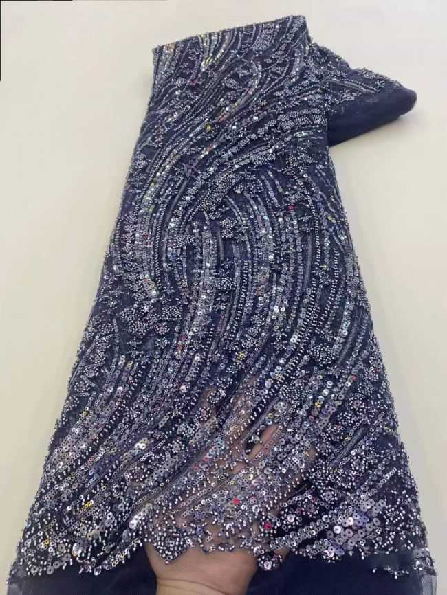 5 Yards Beaded Lace Fabric JX030