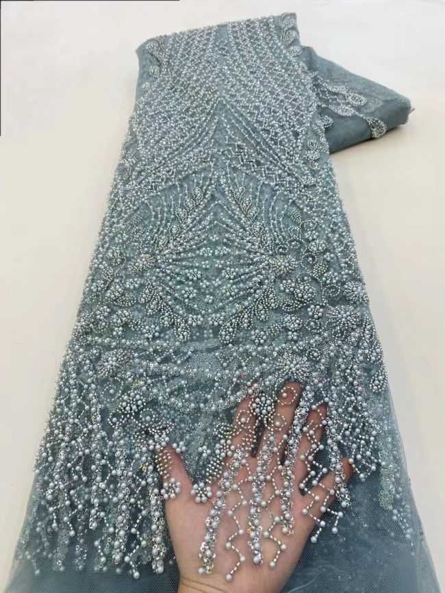 5 Yards Beaded Lace Fabric HL002
