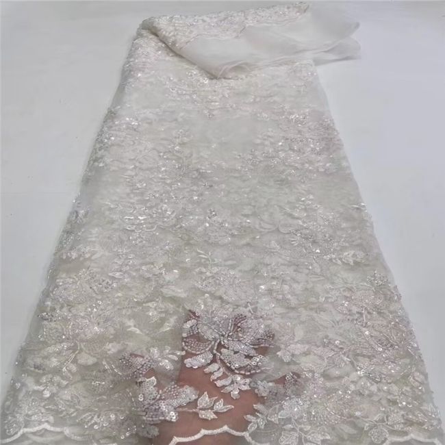 5 Yards Multi-Colored Beaded Lace Fabric XD001