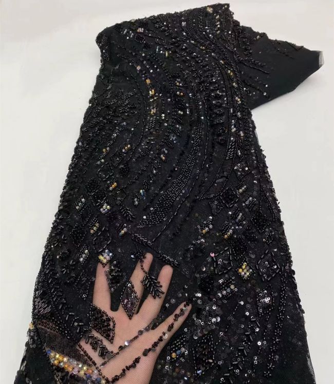 5 Yards Beaded Lace Fabric JX033