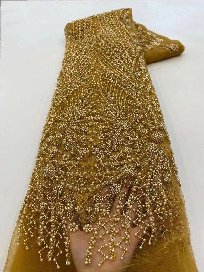 5 Yards Beaded Lace Fabric HL002