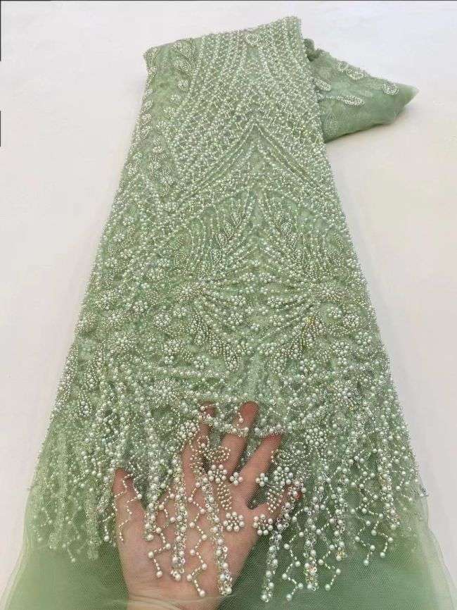 5 Yards Beaded Lace Fabric HL002