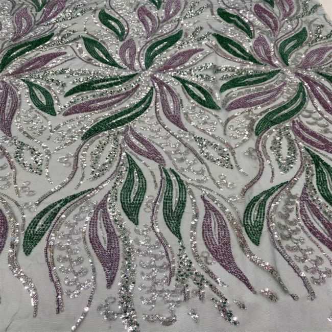 5 Yards Beaded Lace Fabric JX031