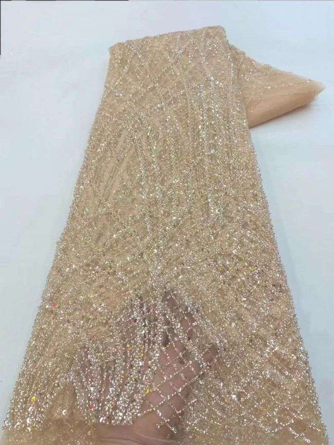 5 Yards Beaded Lace Material Fabric For Dresses