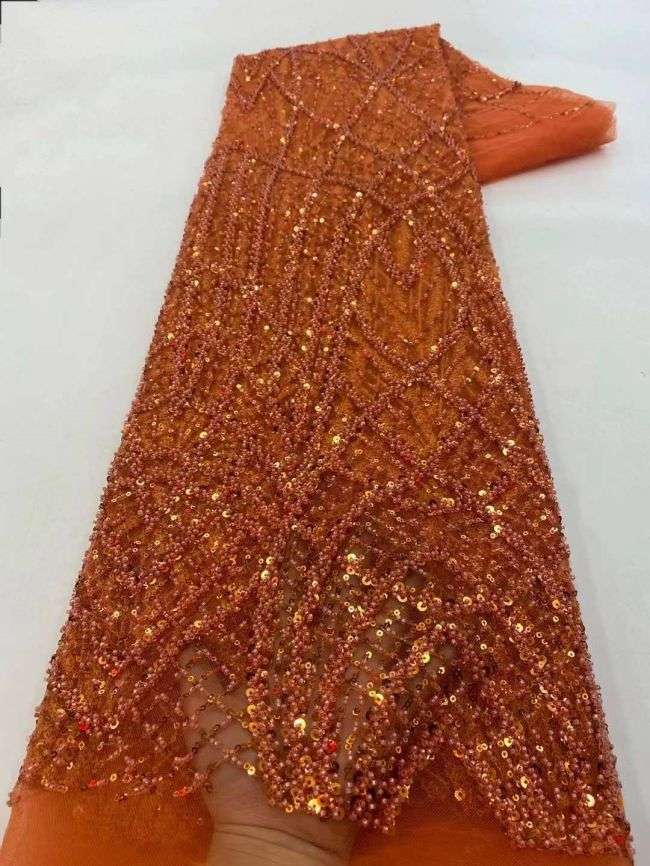 5 Yards Beaded Lace Fabric ZX015
