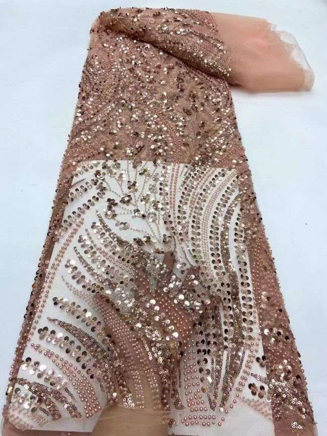 5 Yards Beaded Lace Fabric HL003