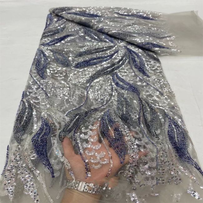 5 Yards Beaded Lace Fabric JX031