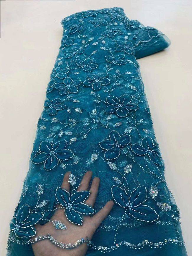 5 Yards Beaded Lace Fabric HL005
