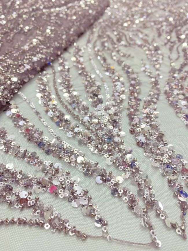 5 Yards Beaded Lace Fabric JX010
