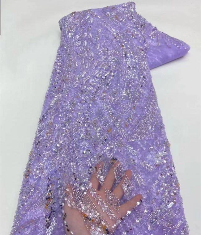 5 Yards Beaded Lace Fabric JX033