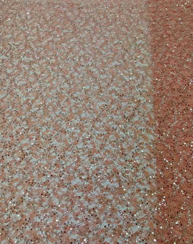 5 Yards Beaded Lace Fabric HL006