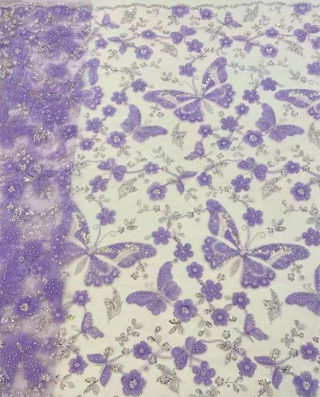 5 Yards Beaded Lace Fabric HL004