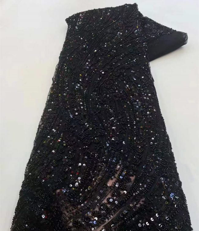 5 Yards Beaded Lace Fabric JX030