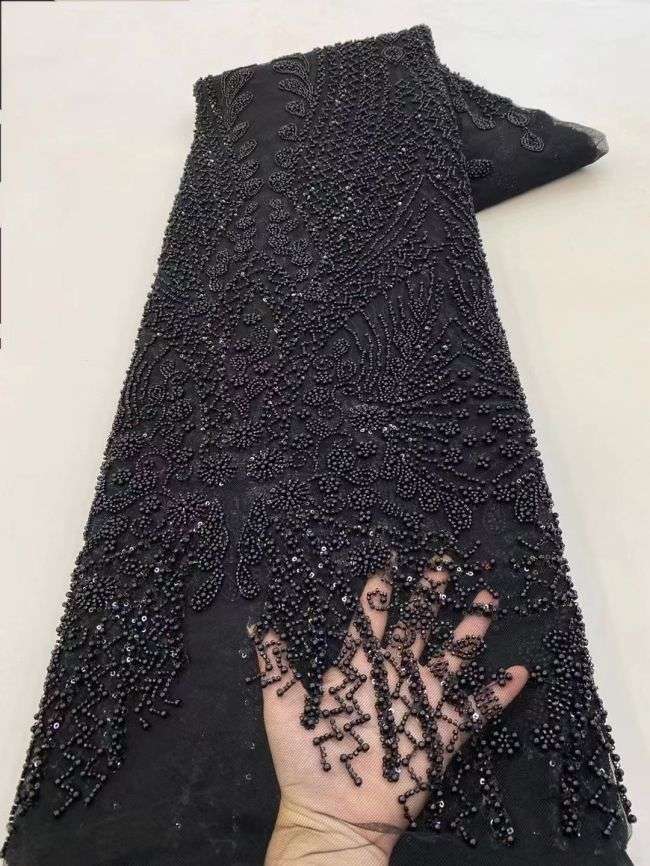 5 Yards Beaded Lace Fabric HL002