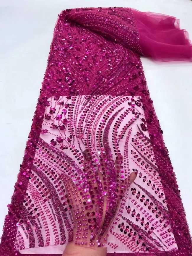 5 Yards Beaded Lace Fabric HL003