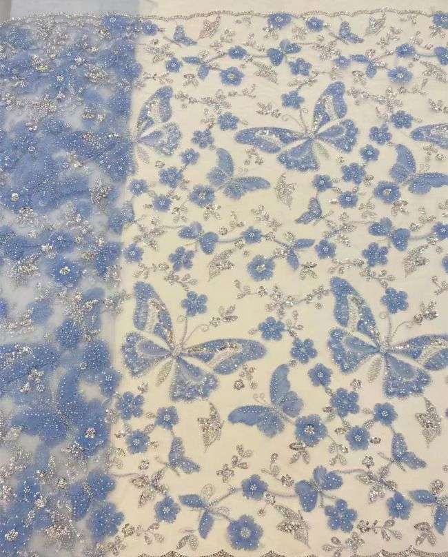 5 Yards Beaded Lace Fabric HL004