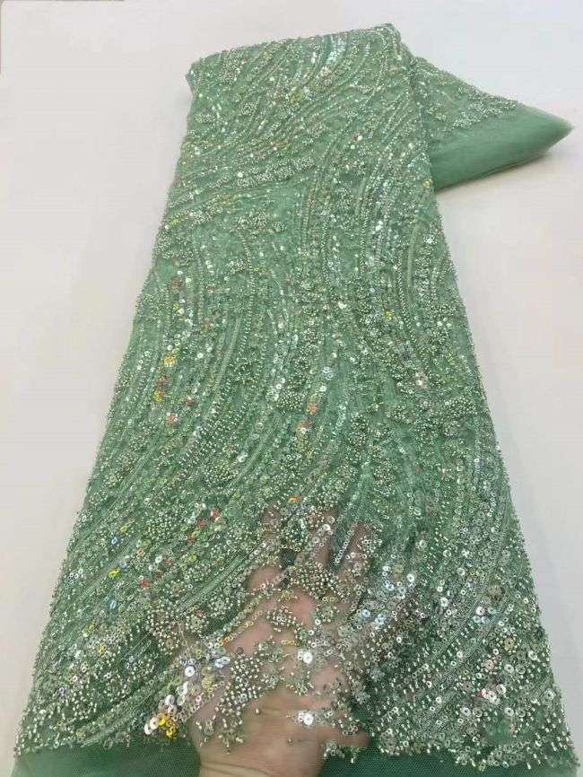 5 Yards Beaded Lace Fabric JX030