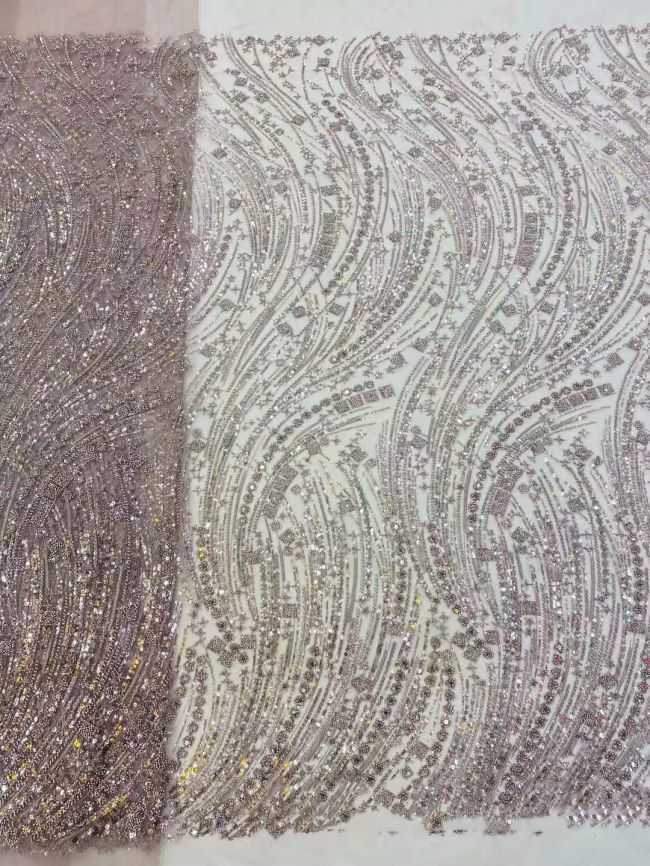 5 Yards Beaded Lace Fabric JX030