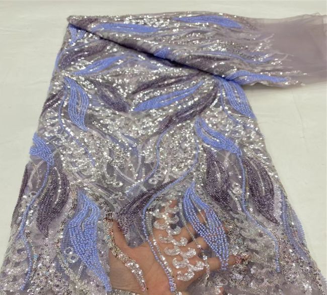 5 Yards Beaded Lace Fabric JX031