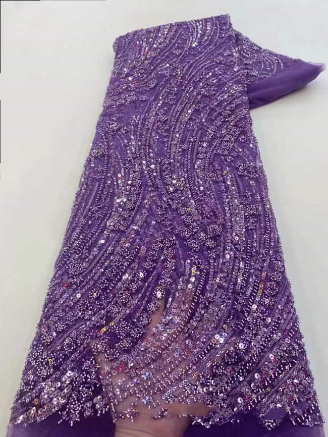 5 Yards Beaded Lace Fabric JX030