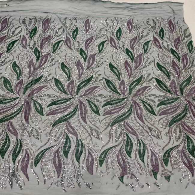 5 Yards Beaded Lace Fabric JX031