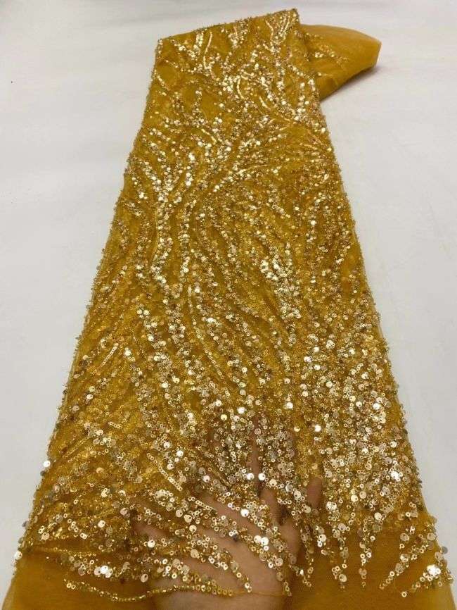 5 Yards Beaded Lace Fabric JX010