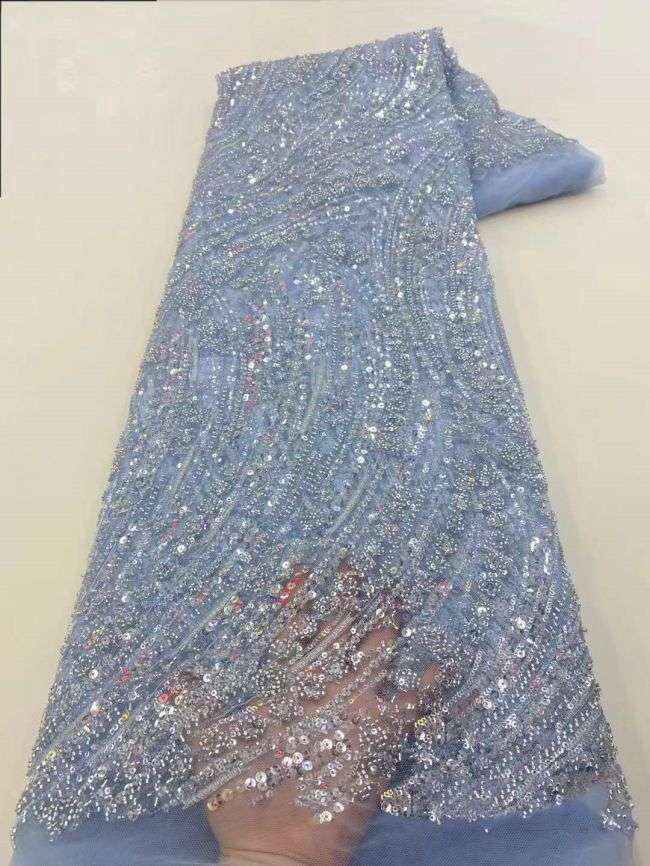 5 Yards Beaded Lace Fabric JX030