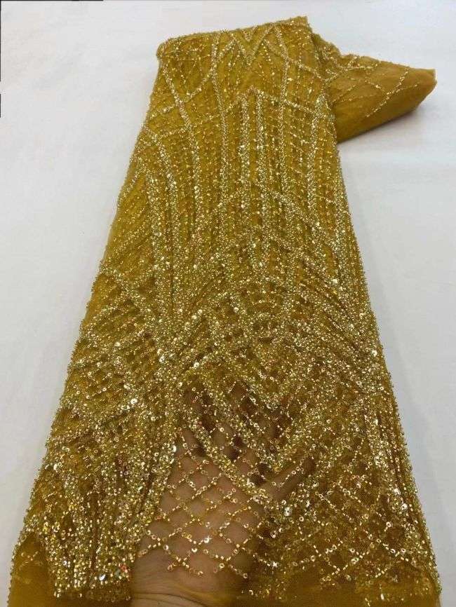 5 Yards Beaded Lace Fabric ZX015