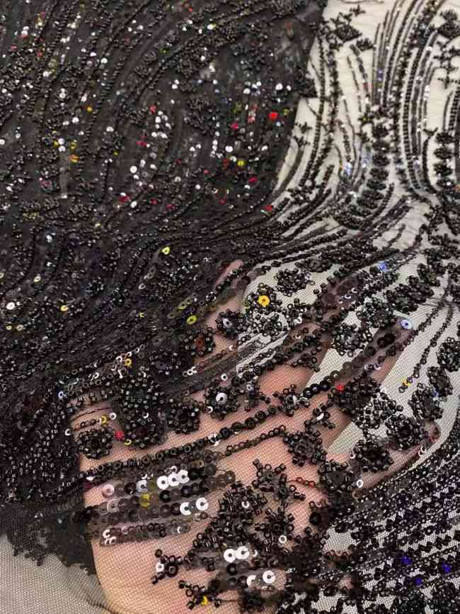 5 Yards Beaded Lace Fabric JX030