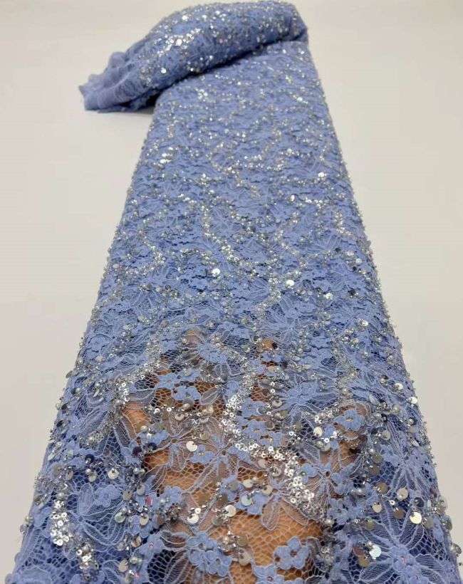 5 Yards Beaded Lace Fabric HL006