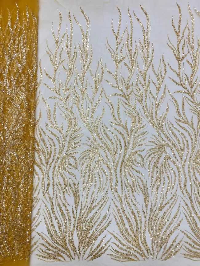 5 Yards Beaded Lace Fabric JX010
