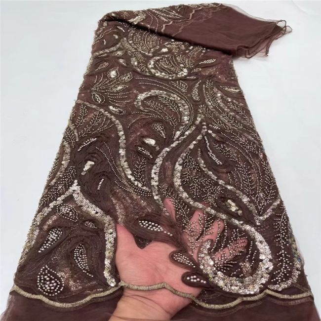 5 Yards Beaded Lace Fabric JLT003