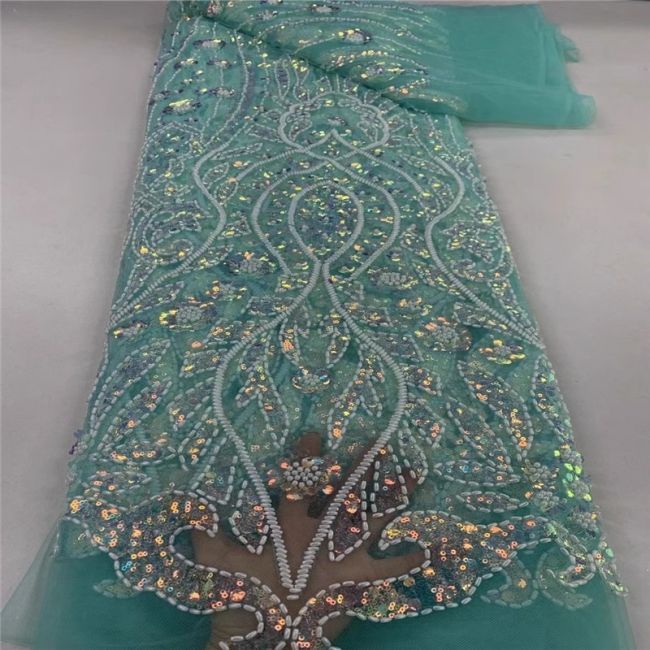 5 Yards Multi-Colored Beaded Lace Fabric JLT006