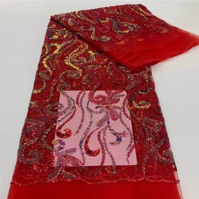 5 Yards Beaded Lace Fabric JLT005