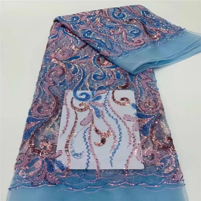 5 Yards Beaded Lace Fabric JLT005
