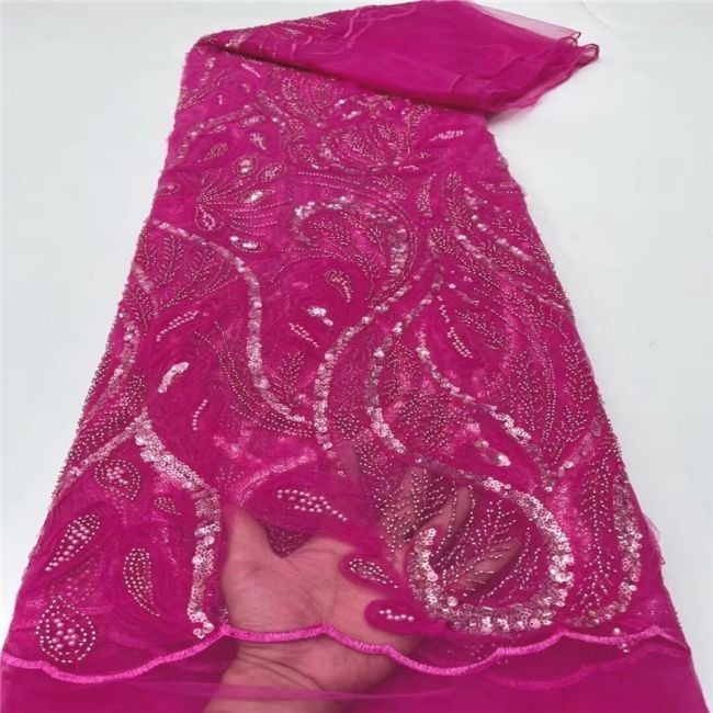5 Yards Beaded Lace Fabric JLT003