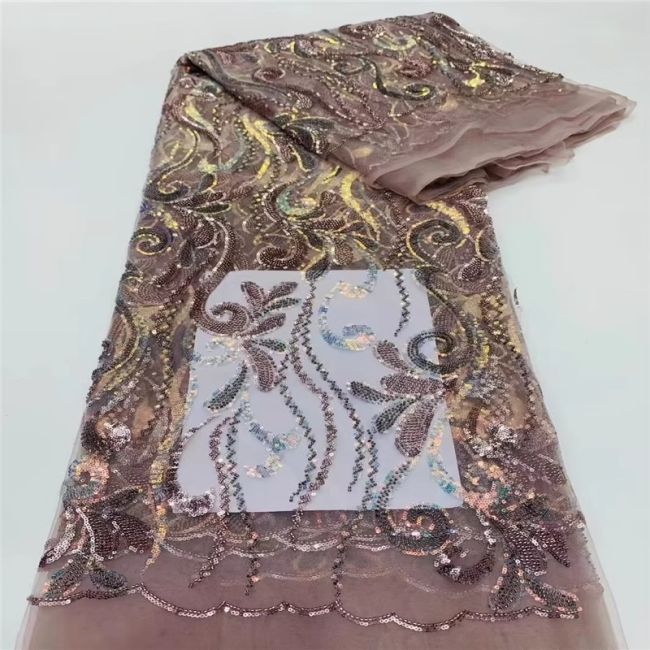 5 Yards Beaded Lace Fabric JLT005