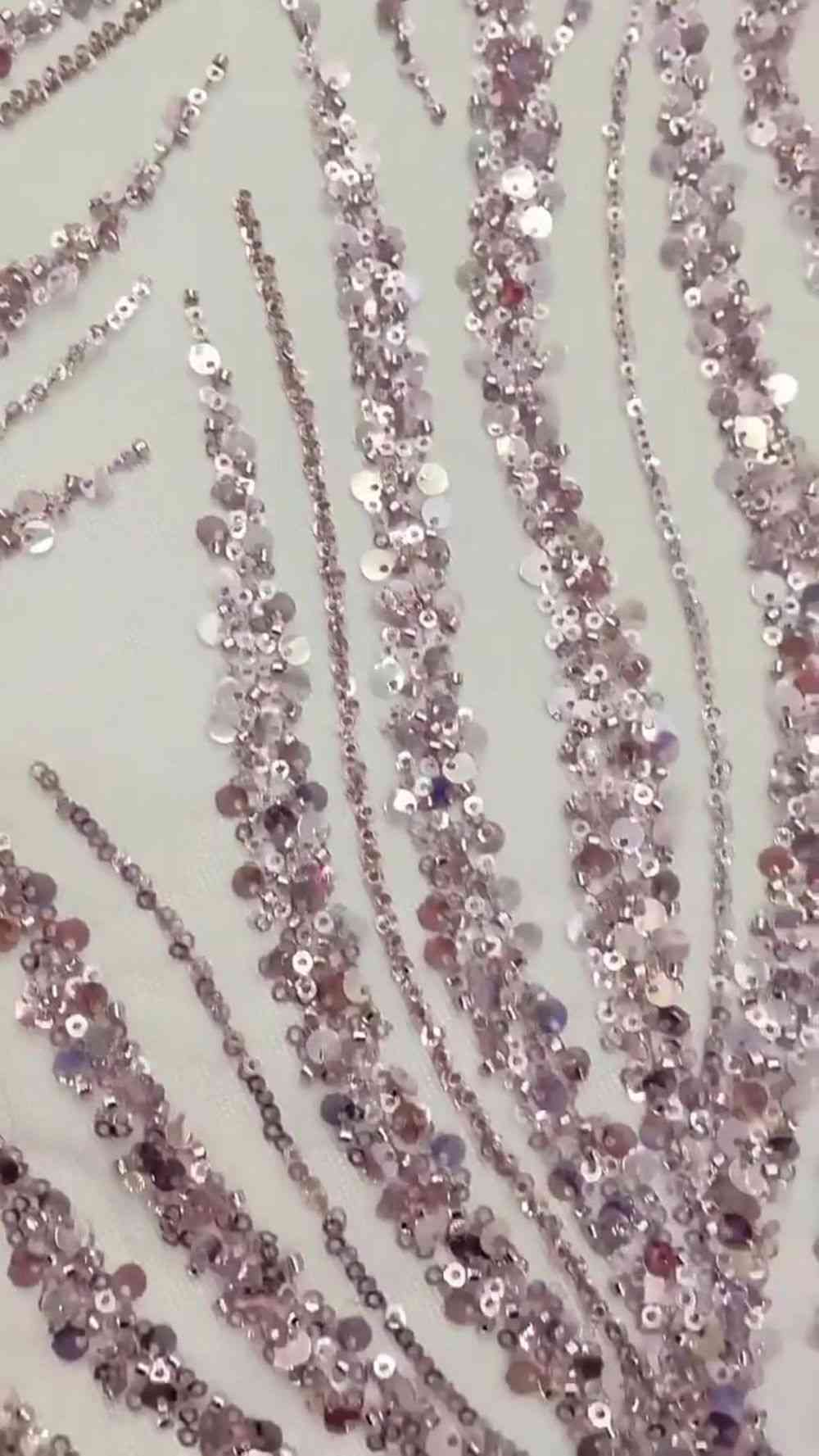 5 Yards Beaded Lace Fabric JX010